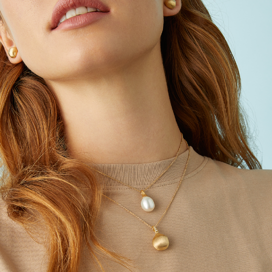 Marco Bicego Africa Yellow Gold Diamond Necklace On Model image number 1